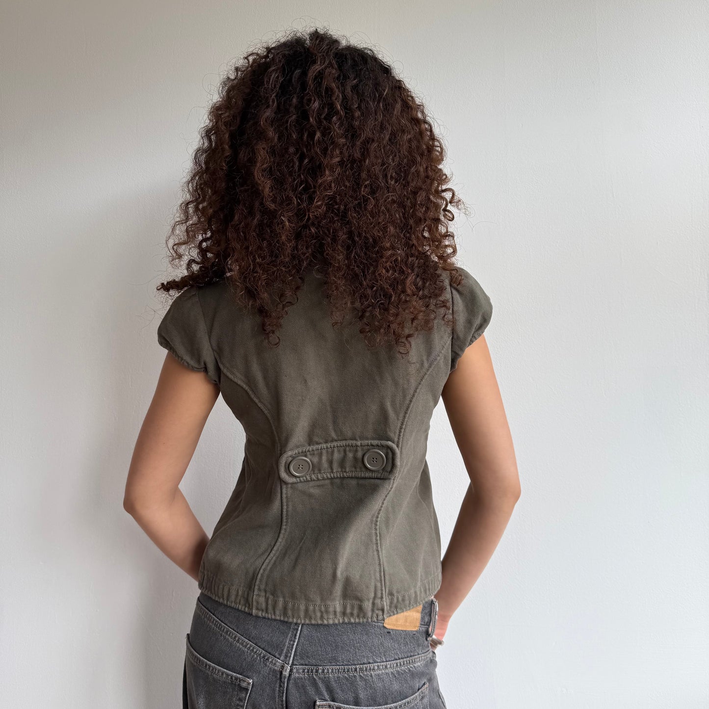 Khaki short sleeve peacoat - Size S