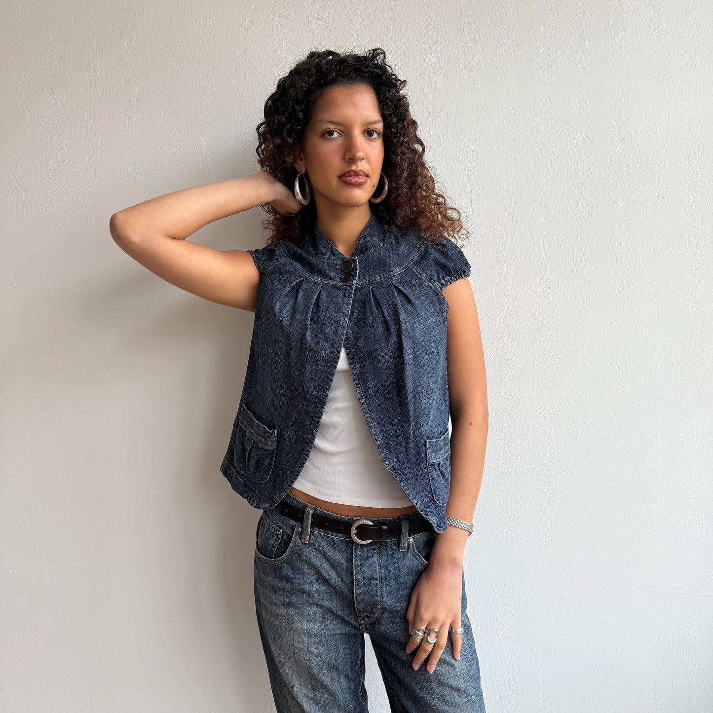 Denim short sleeve peacoat - Size S