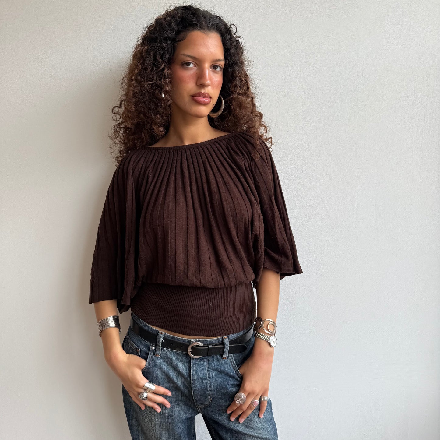 Brown batwing knit - Size L