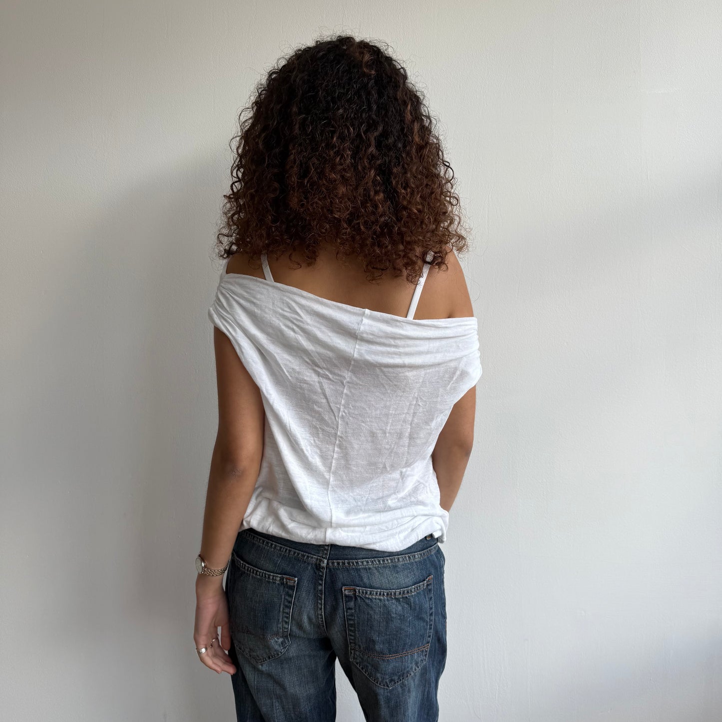 White knit slouchy top - Size M