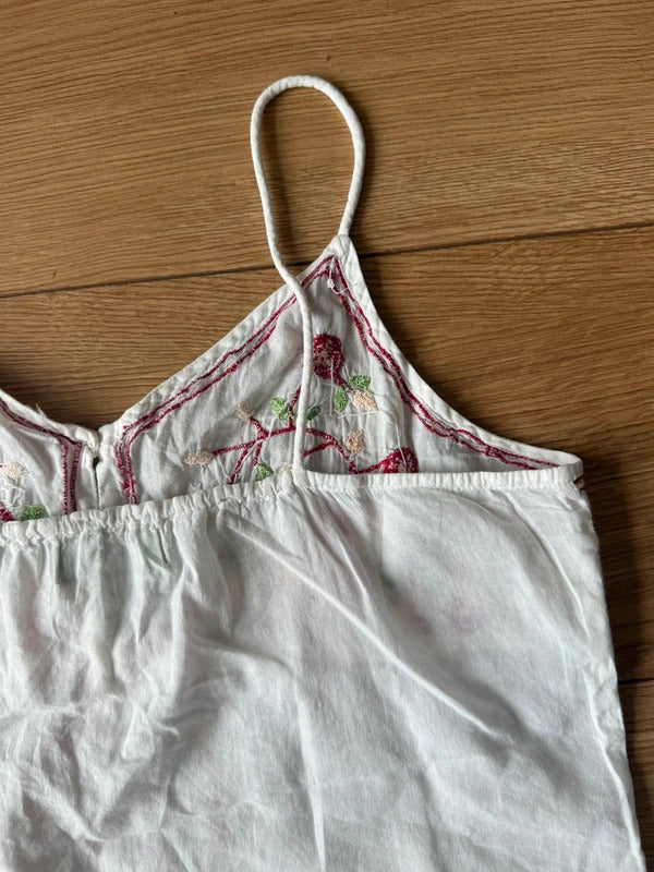 White embroided open front cami - Size XS