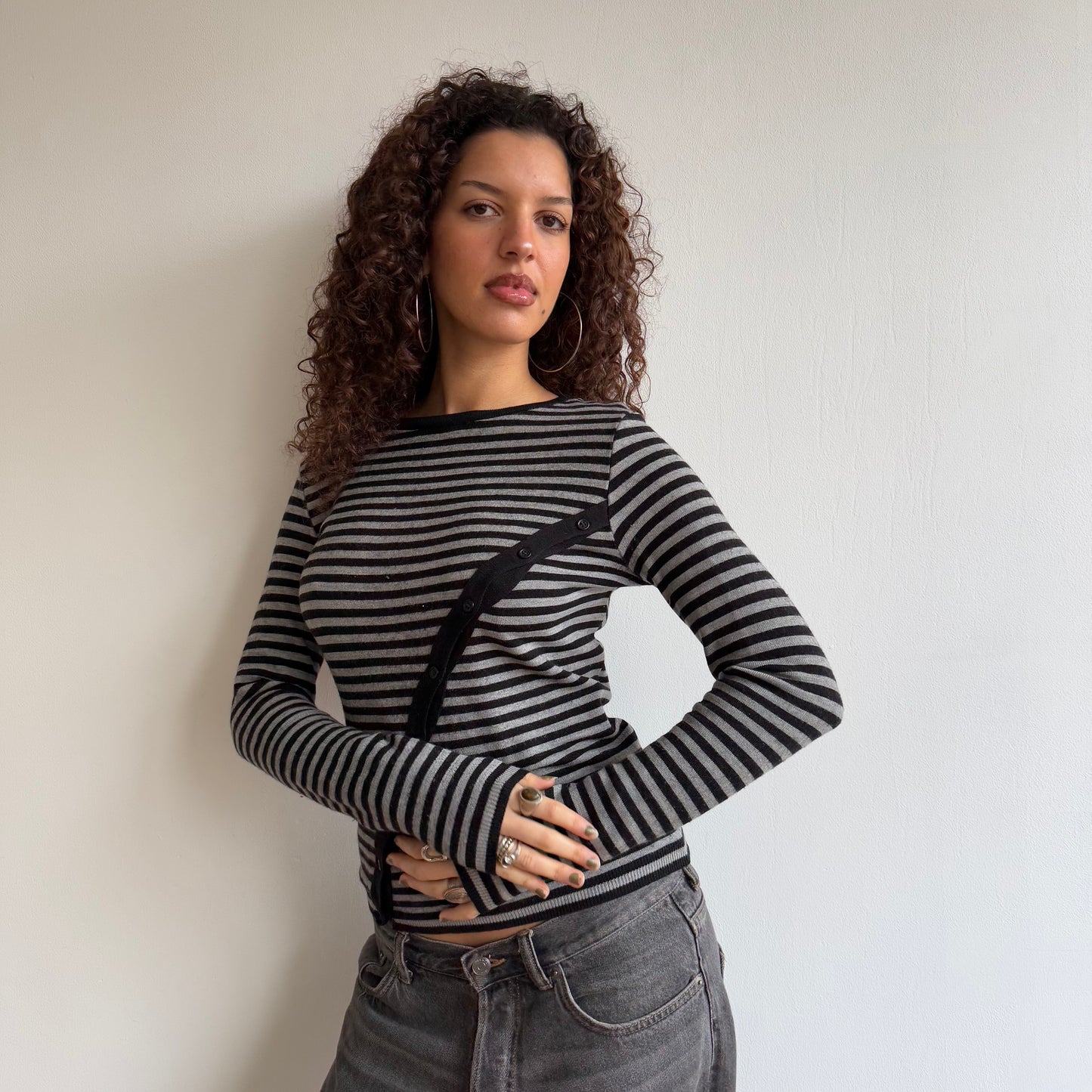 Striped button knit - Size S