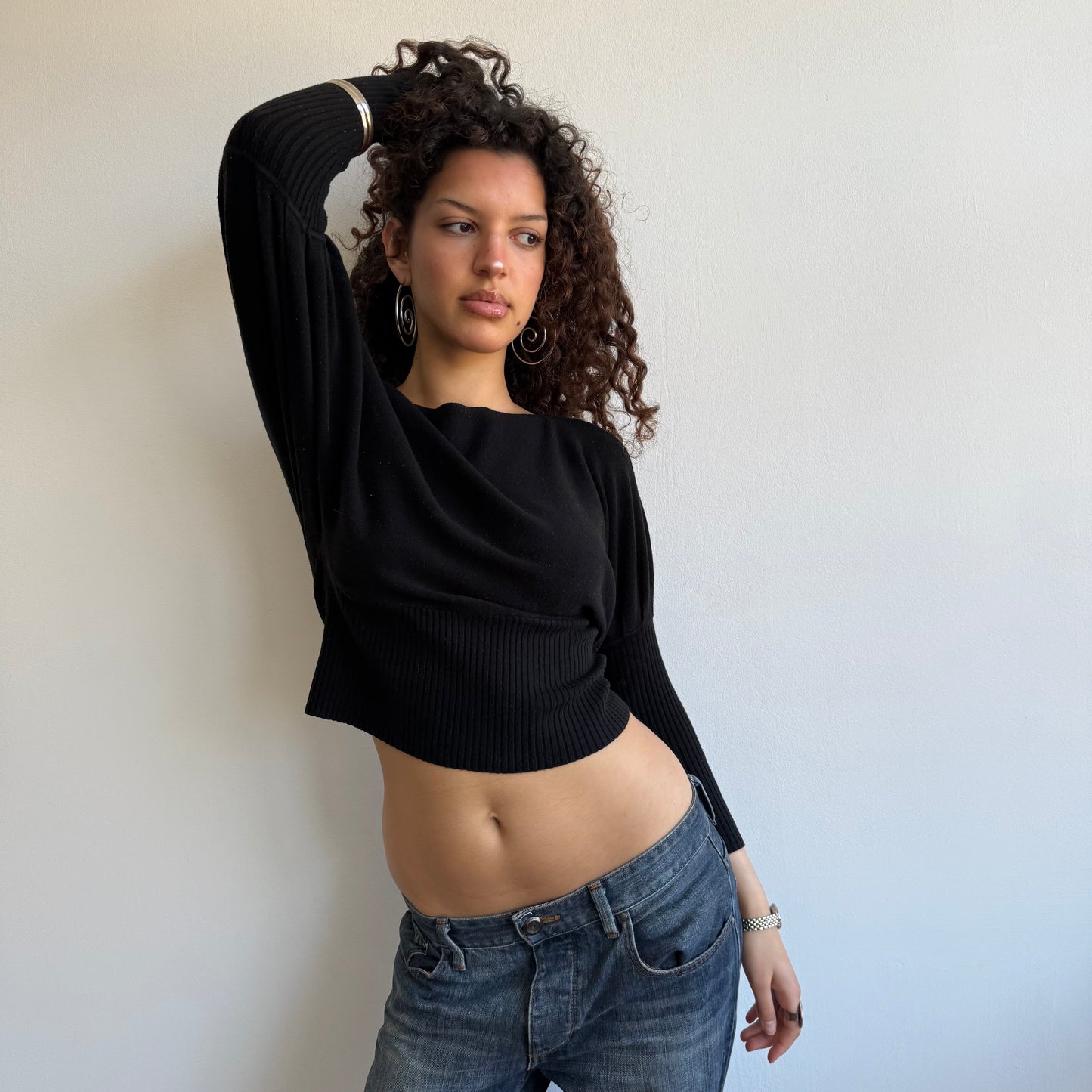 Cropped black slouchy knit - Size XS