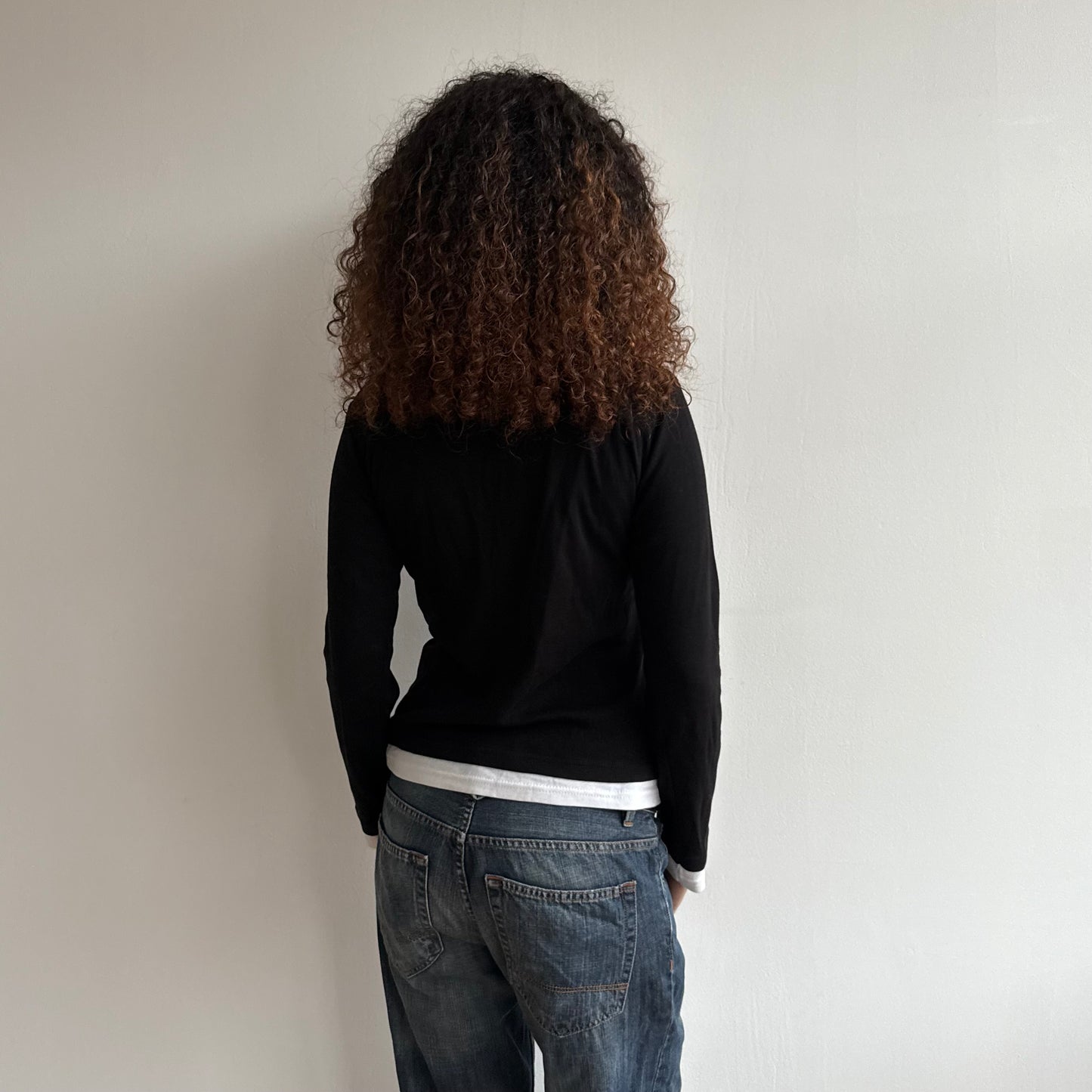 Black + white double layer t-shirt - Size M