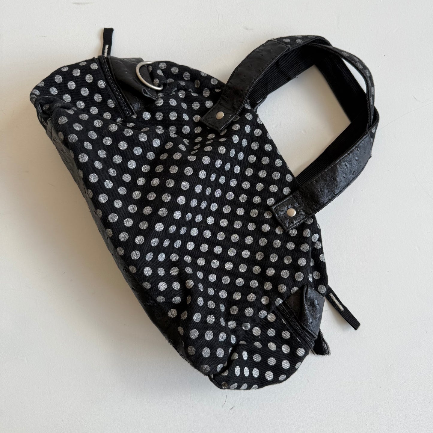 Polka dot bowler bag
