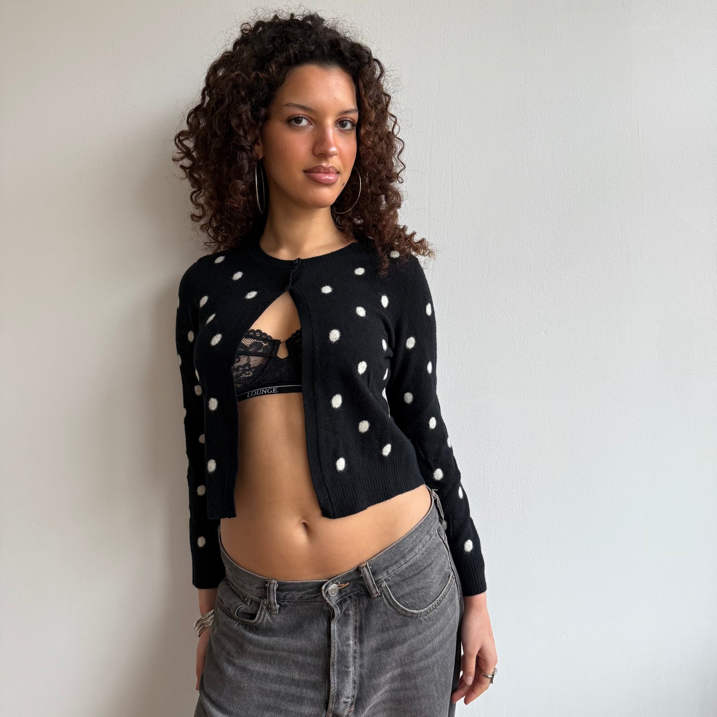 Black polka dot cardi - Size XS/S
