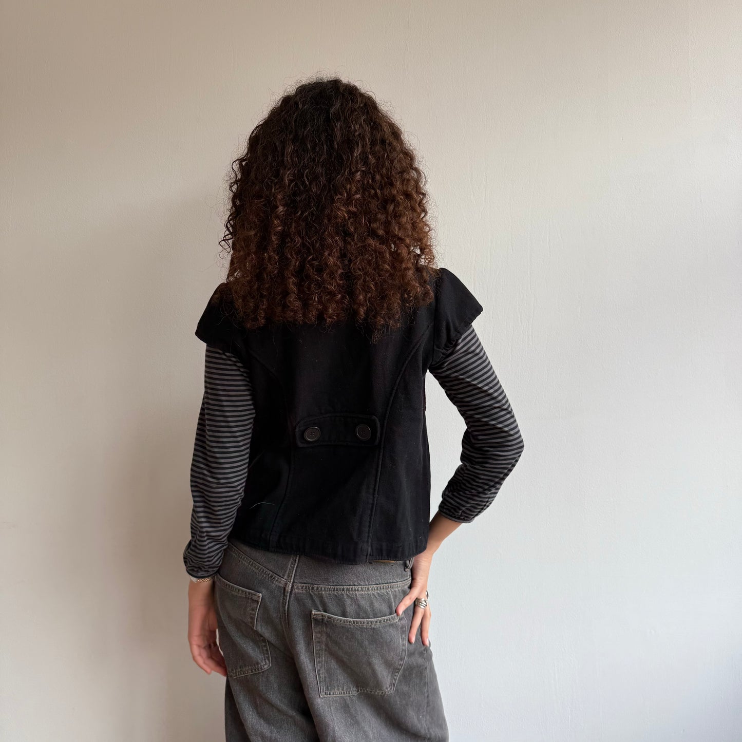 Black short sleeve peacoat - Size S