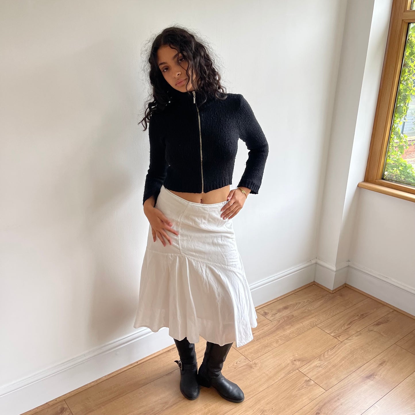 White linen midi skirt - Size S