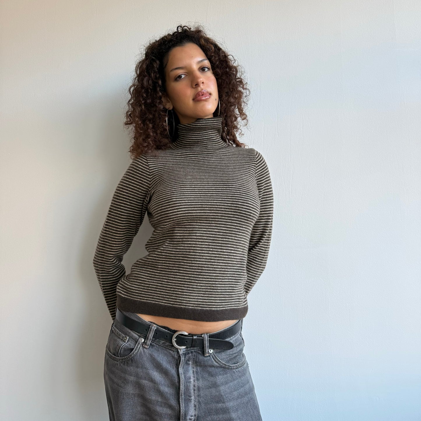 Brown cashmere roll neck - Size S