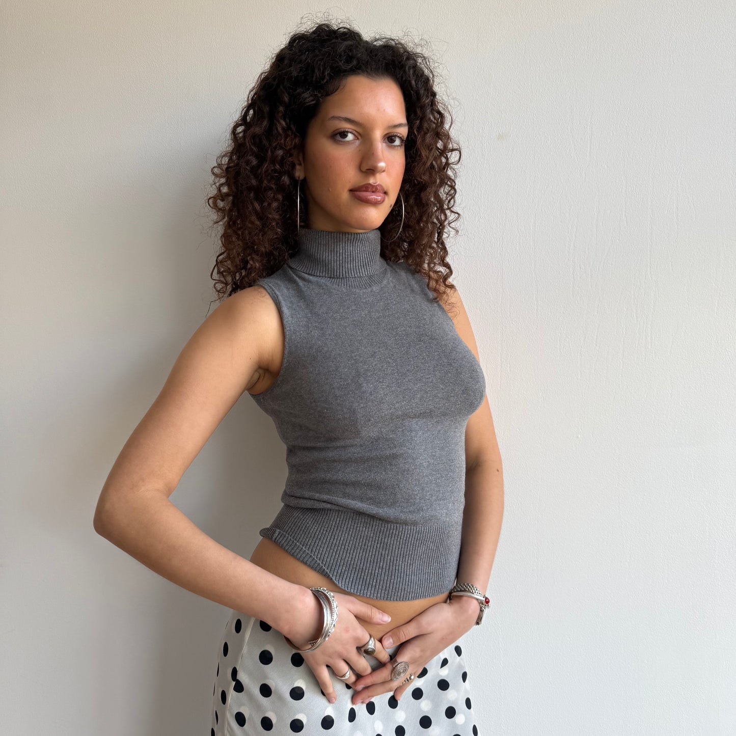 Grey sleeveless roll neck - Size S