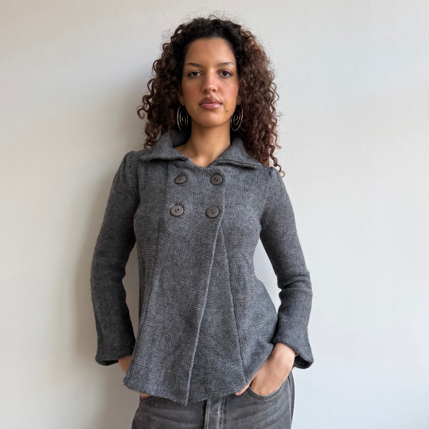 Grey knit pea jumper - Size M