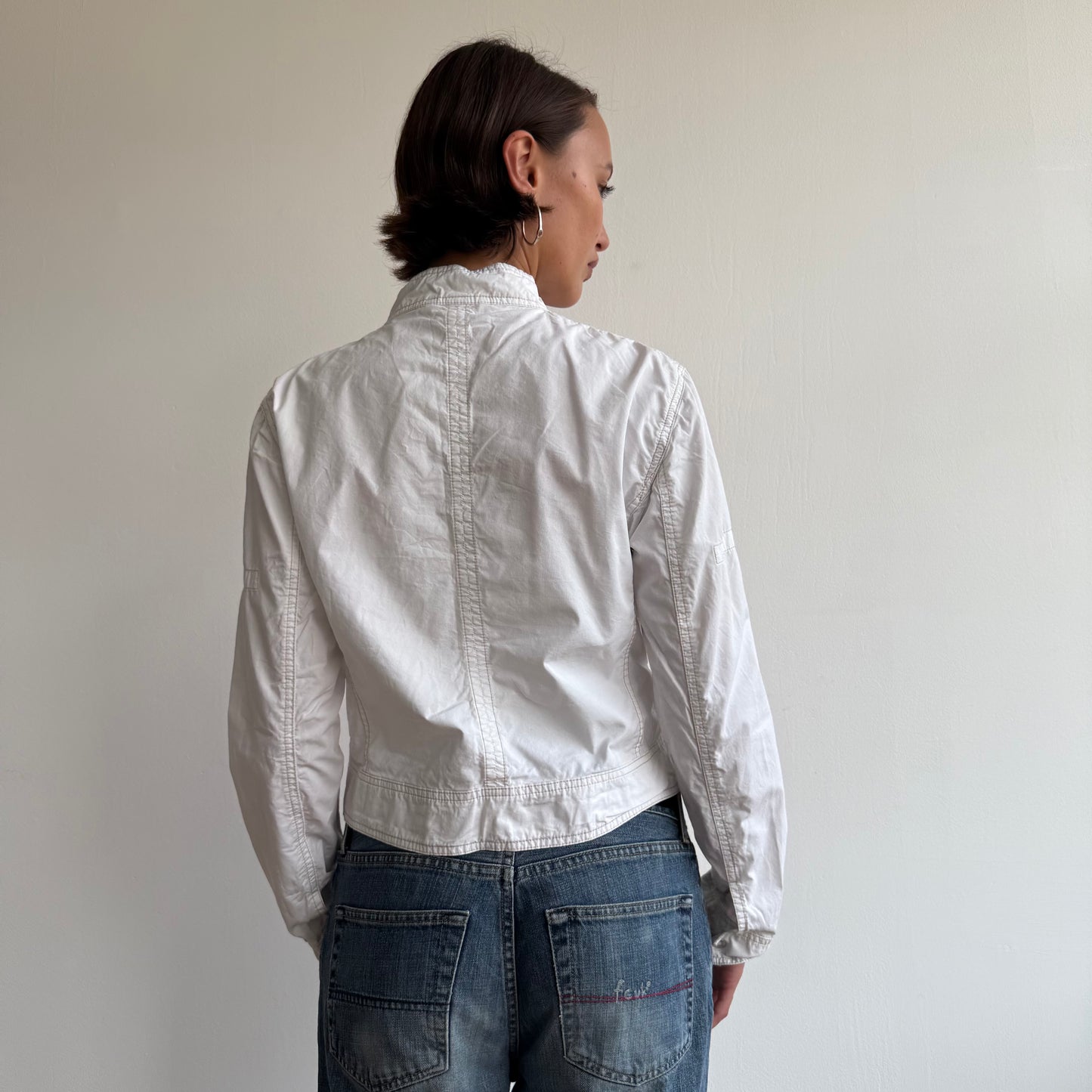 White cargo zip up jacket - Size M