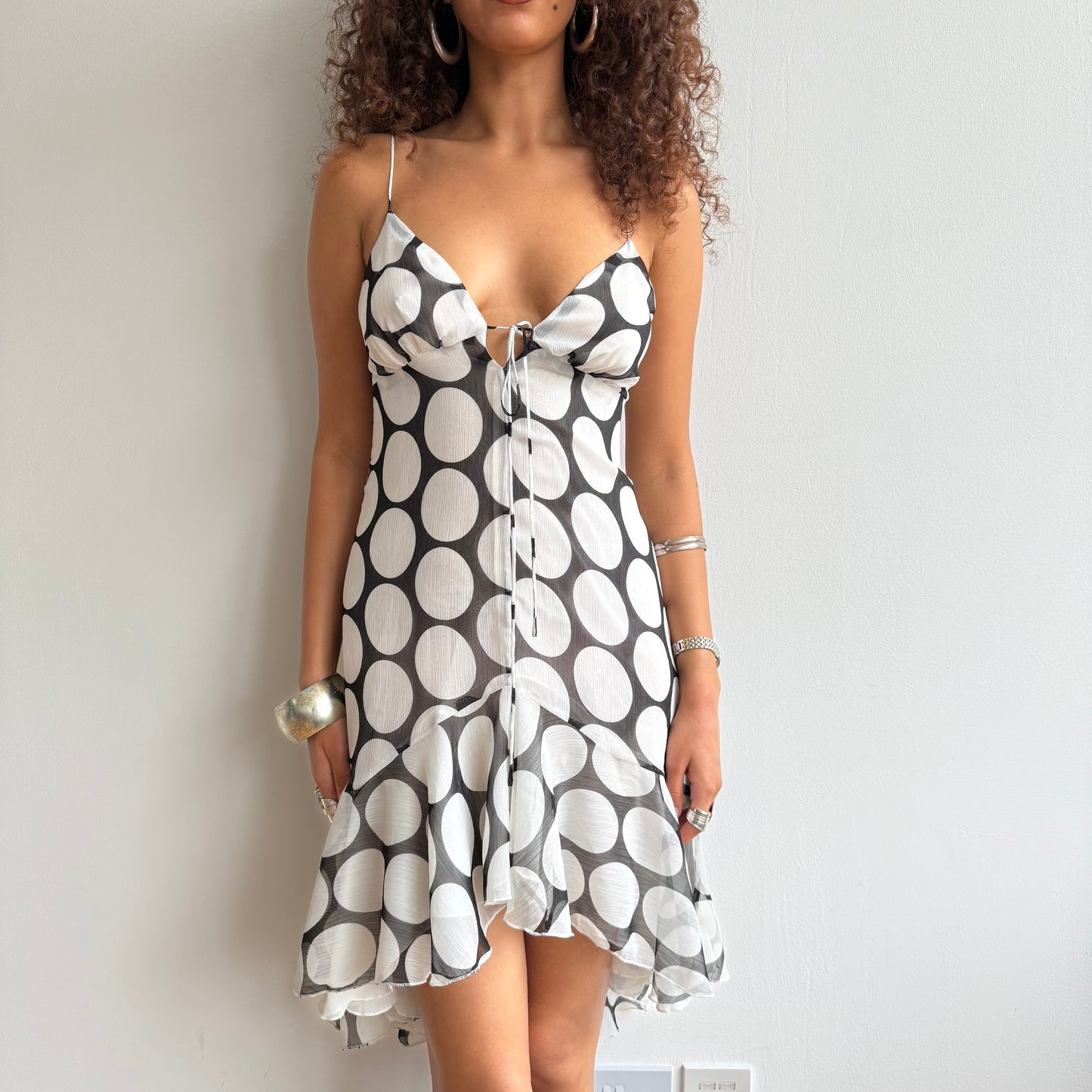 Polka dot chiffon dress - Size S