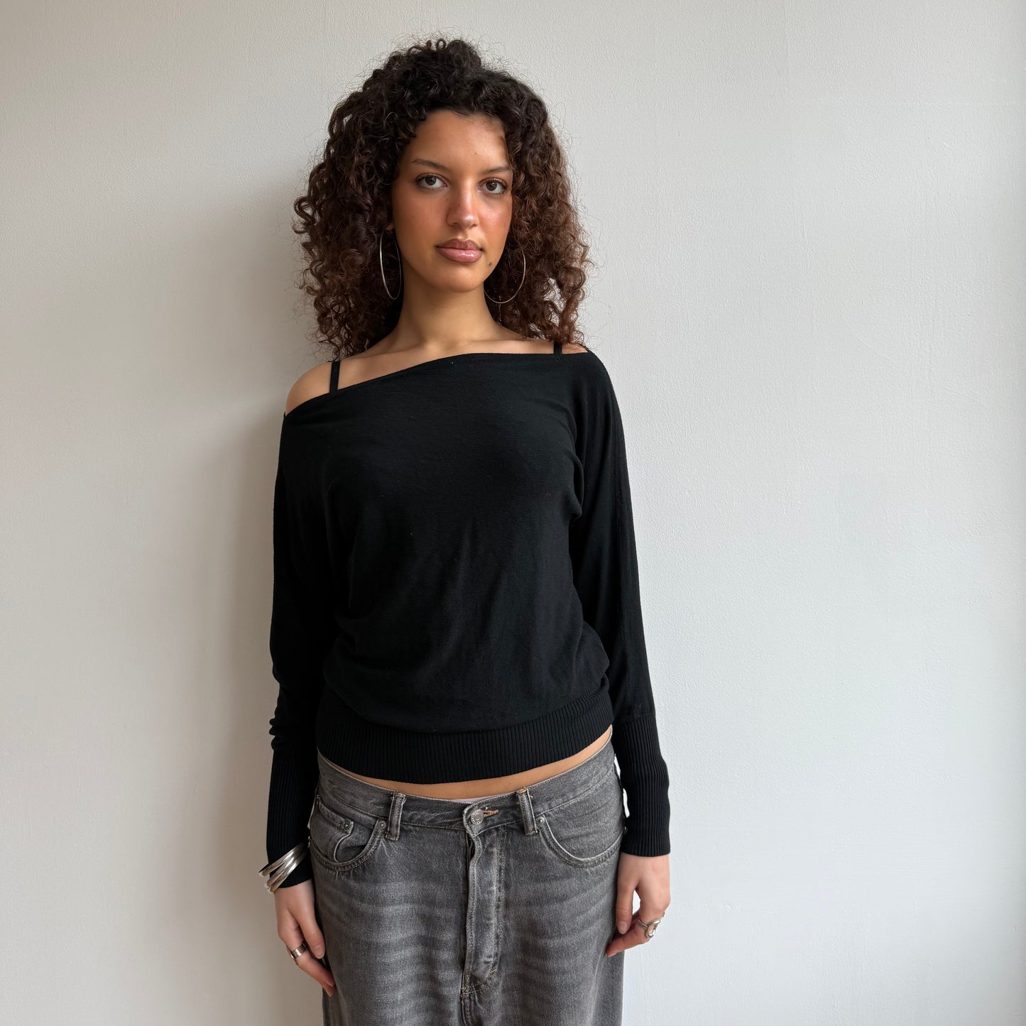 Black slouchy knit jumper - Size S/M