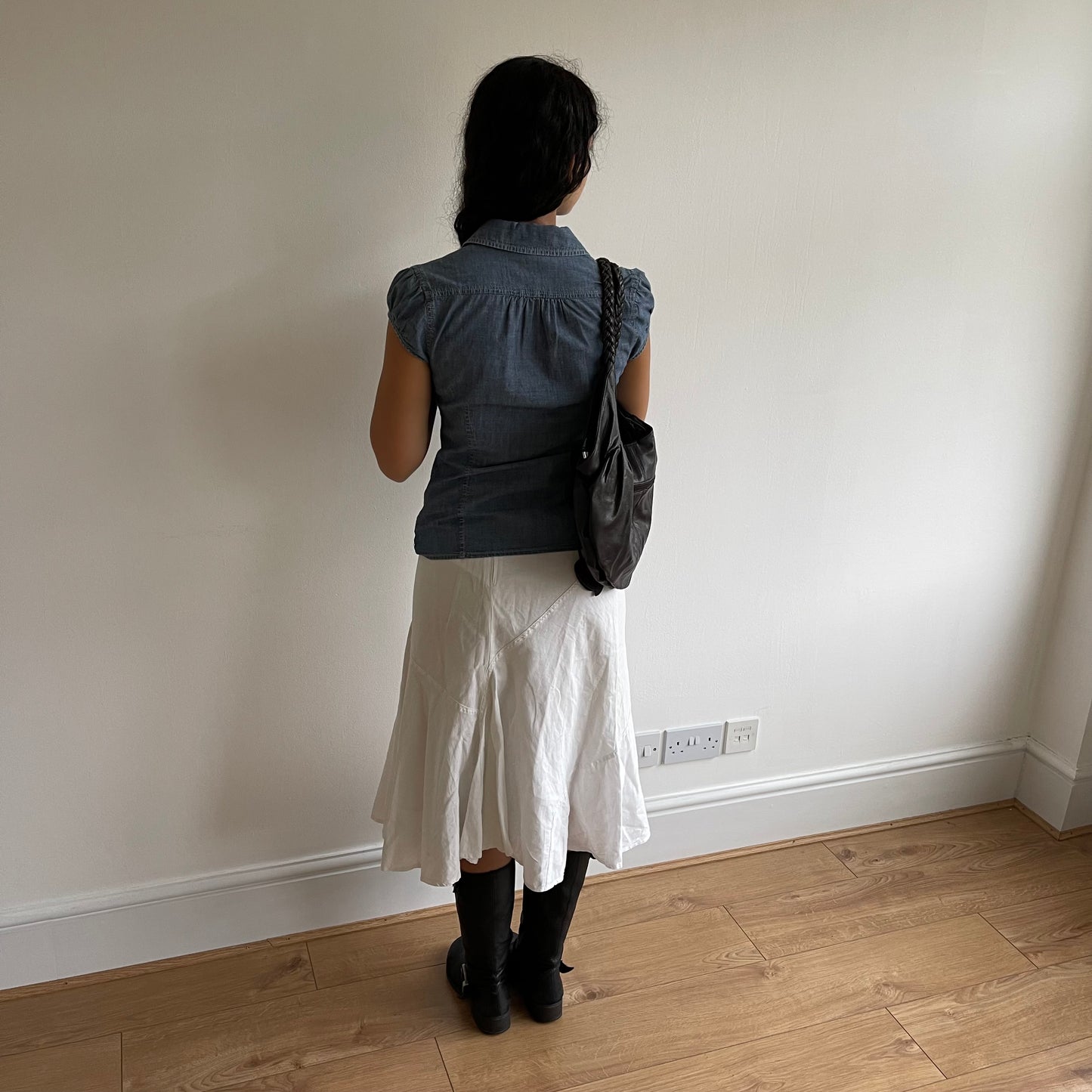 White linen midi skirt - Size S