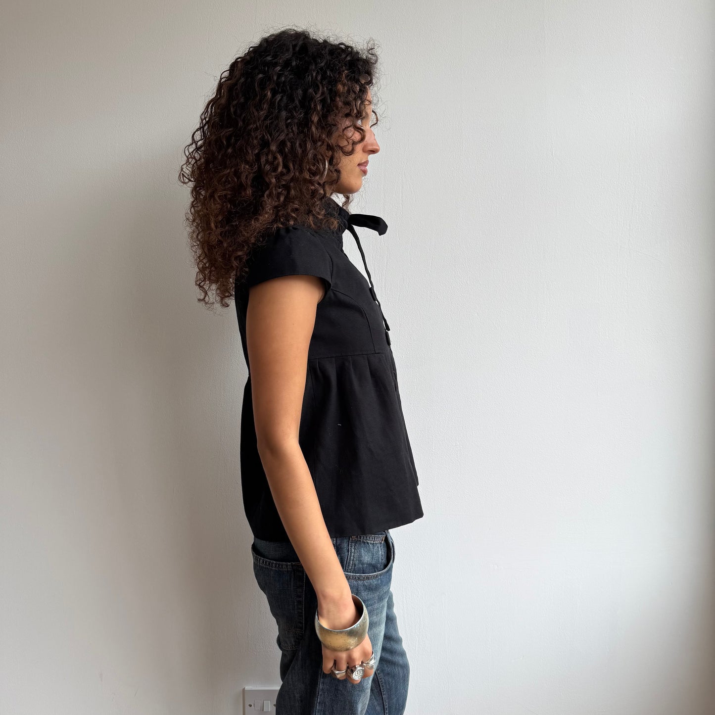 Black short sleeve peacoat - Size M