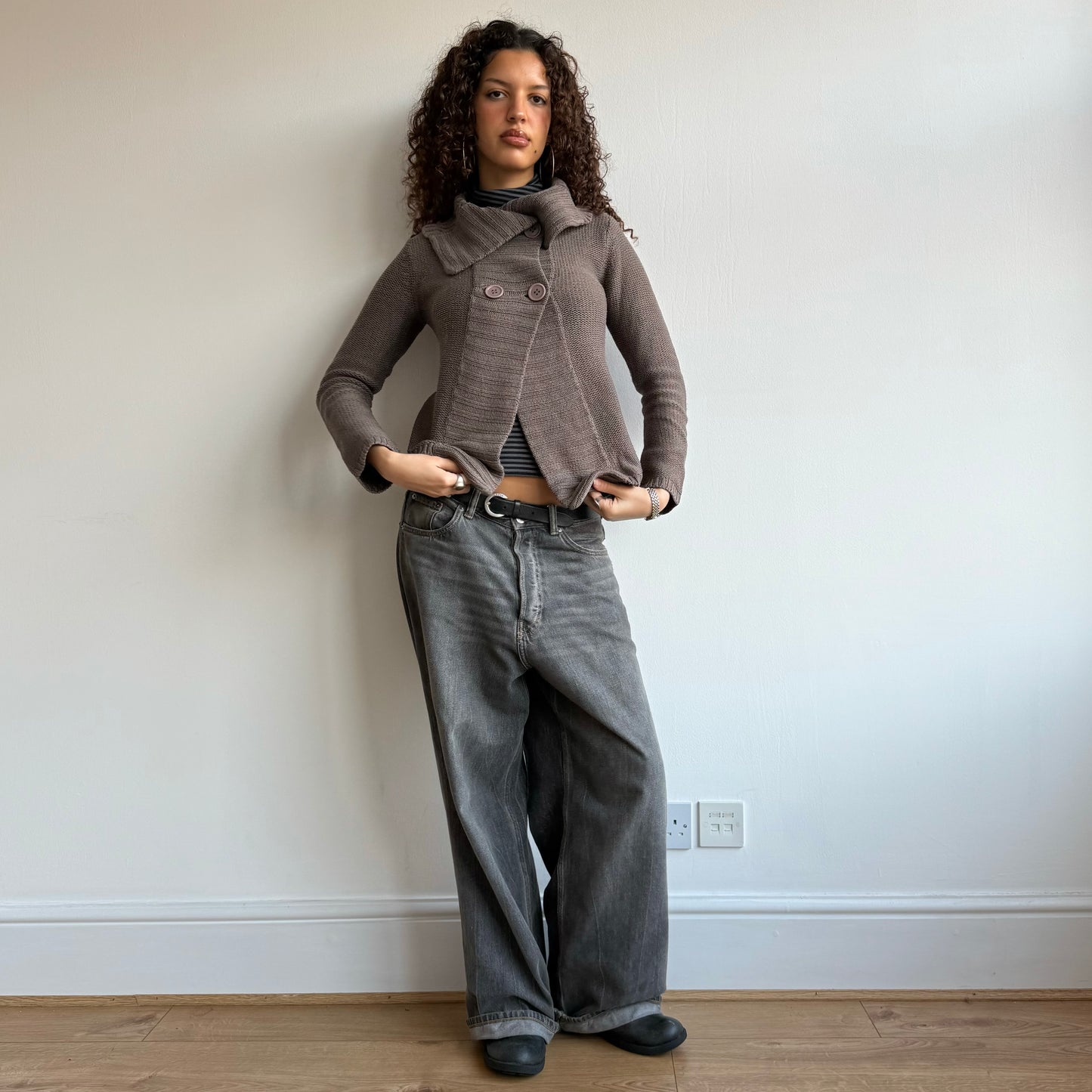 Taupe chunky knit - Size S