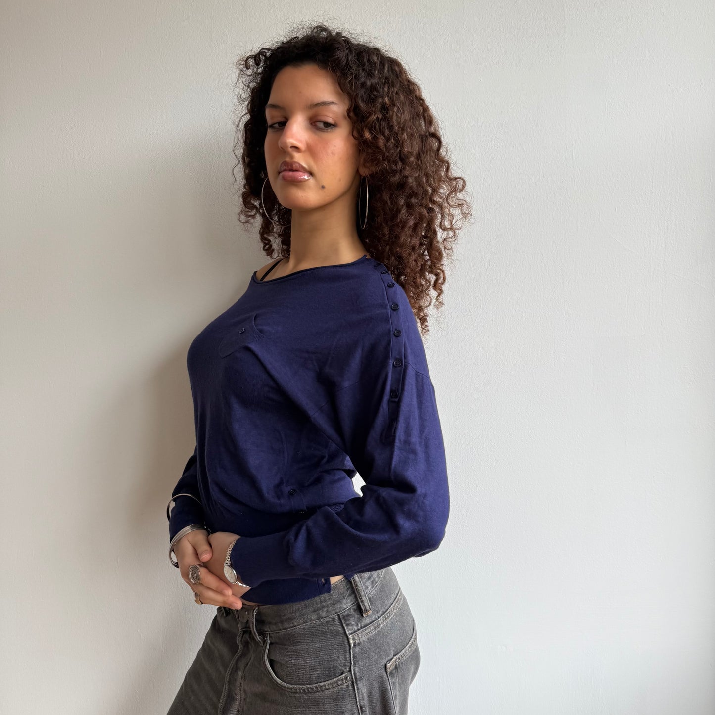 Blue slouchy knit jumper - Size S