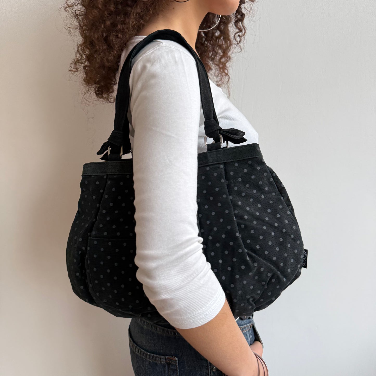 Suede polka dot bag