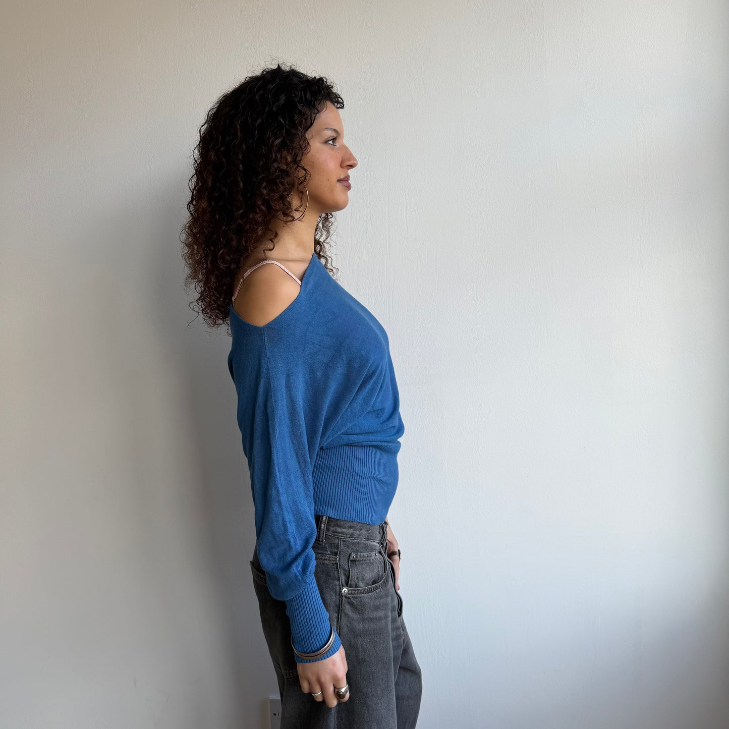 Blue slouchy knit jumper - Size S-M
