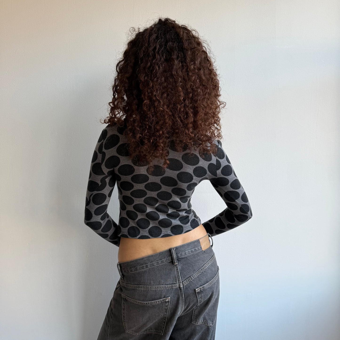 Grey polka dot roll neck - Size XXS