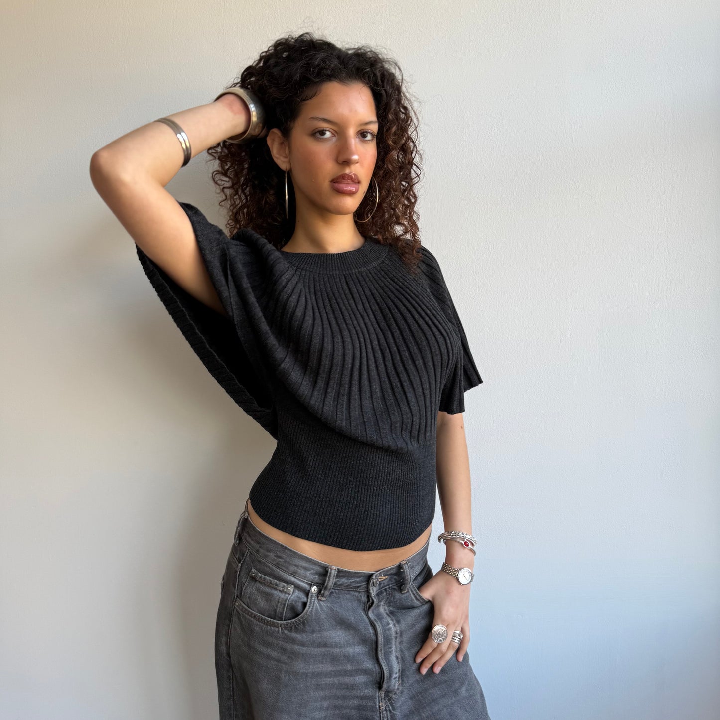 Grey batwing knit - Size S
