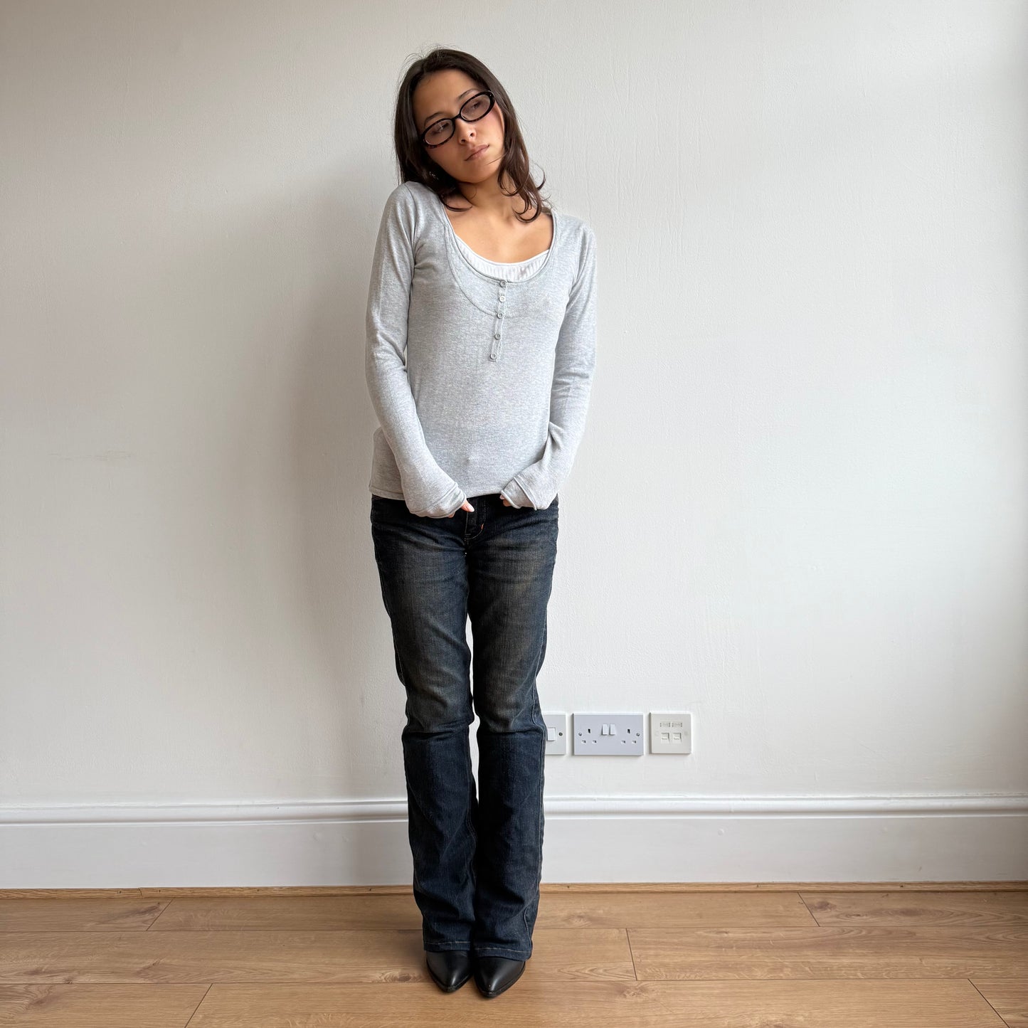 Grey layered top - Size S