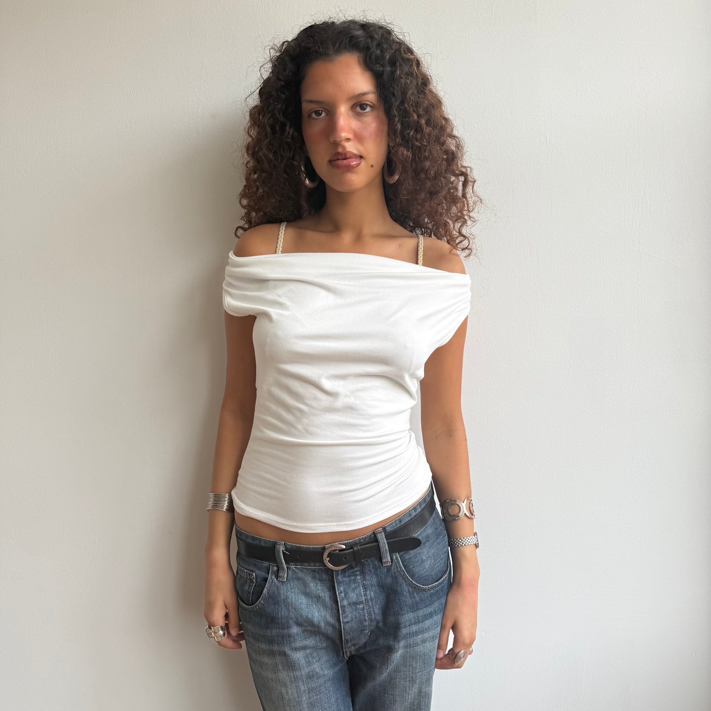 White slouchy backless top - Size S