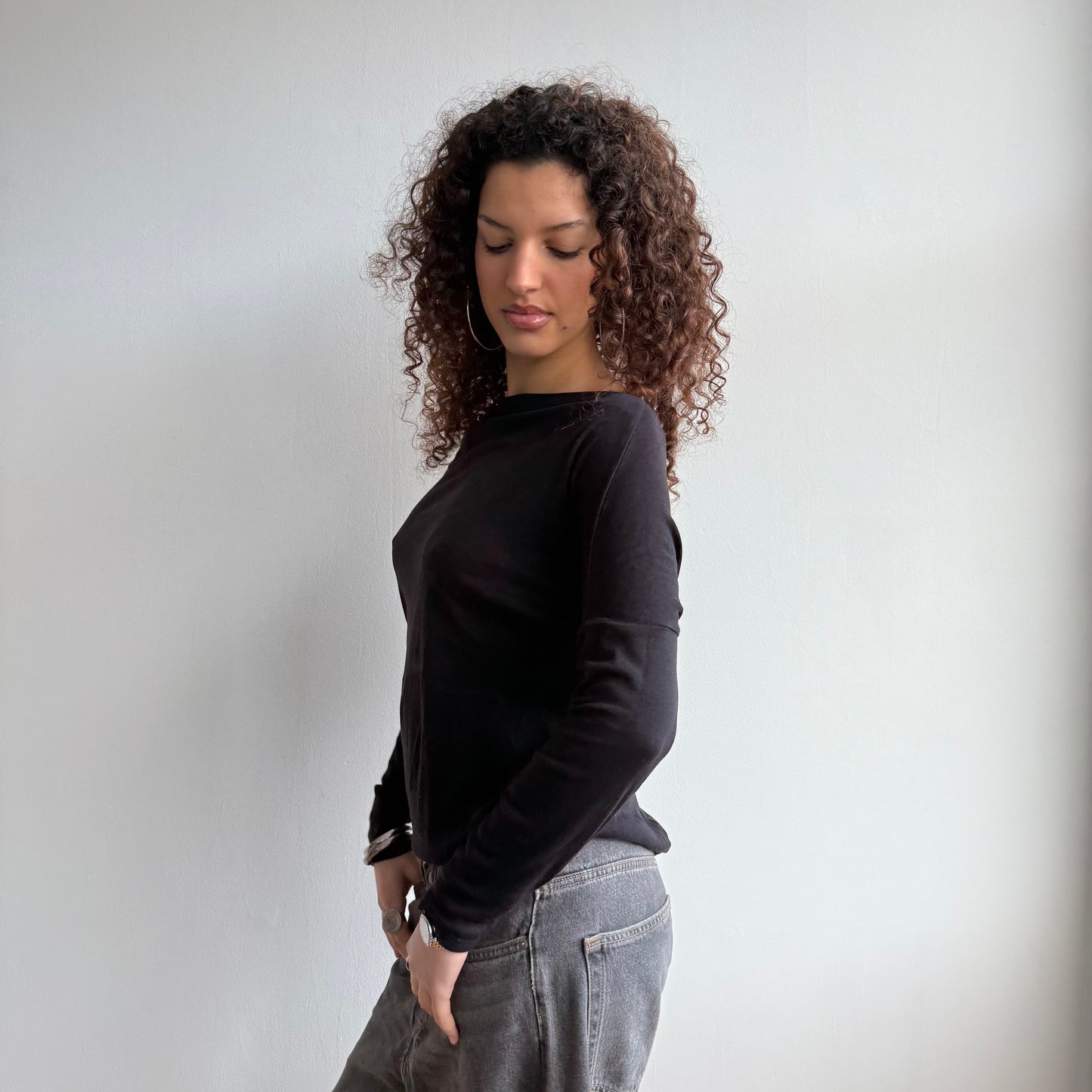 Black cowl neck top - Size S/M