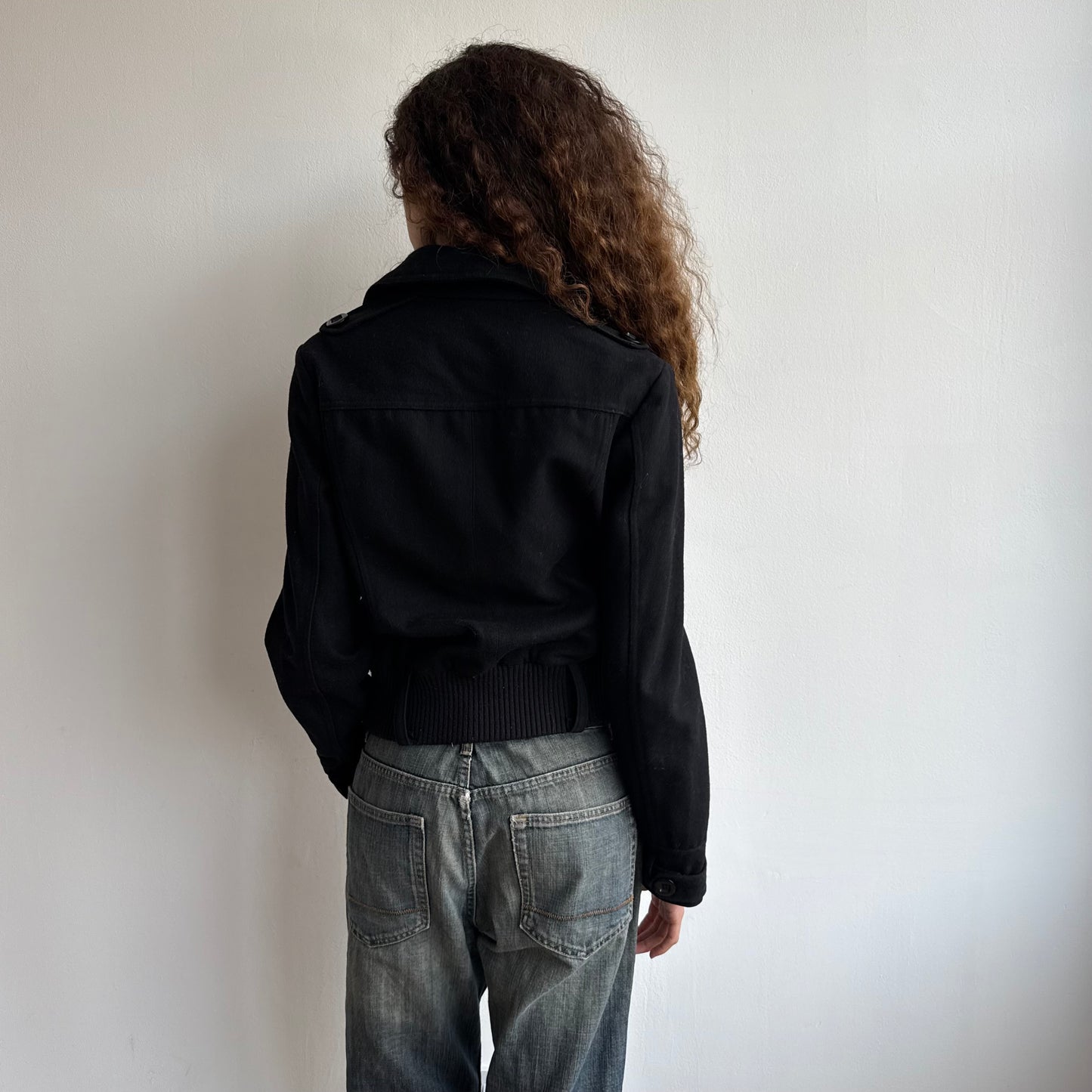 Black peacoat bomber jacket - Size S/M