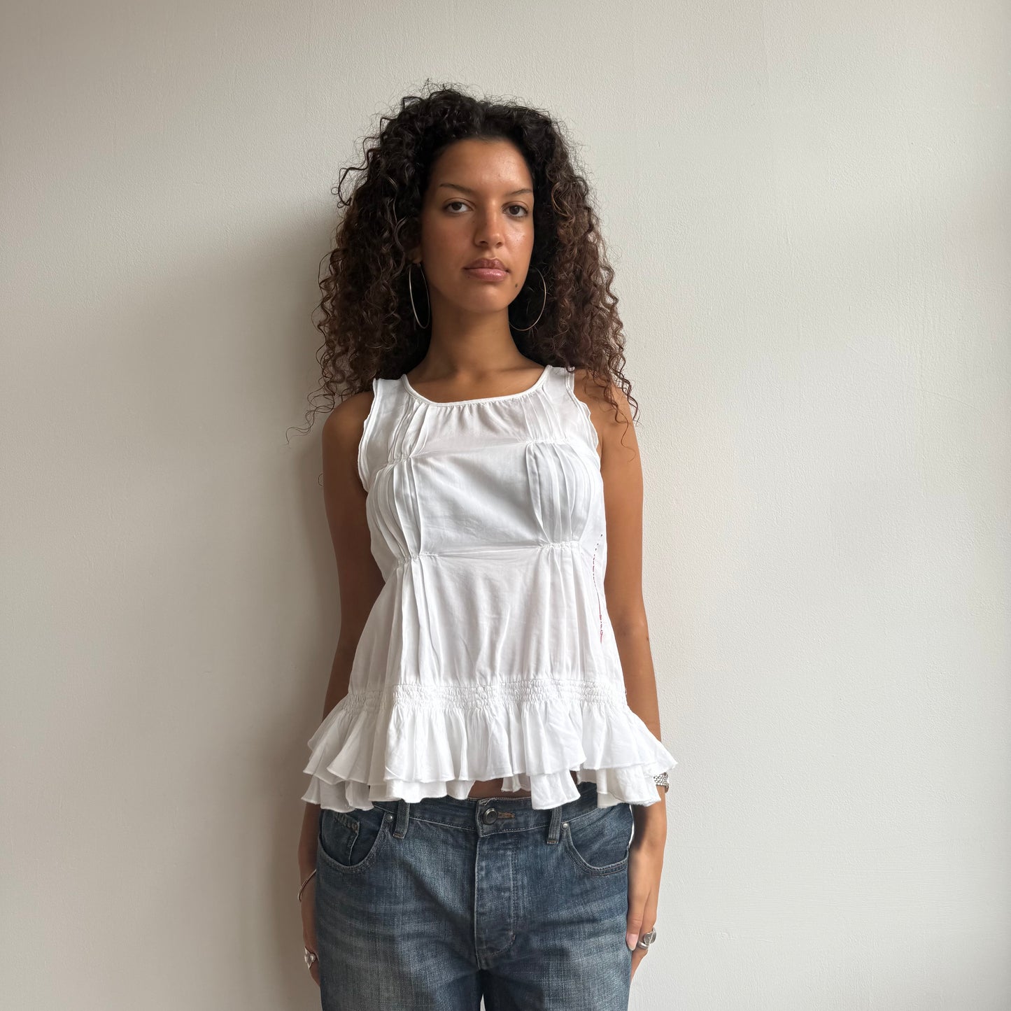 White MFG ruffle top - Size S