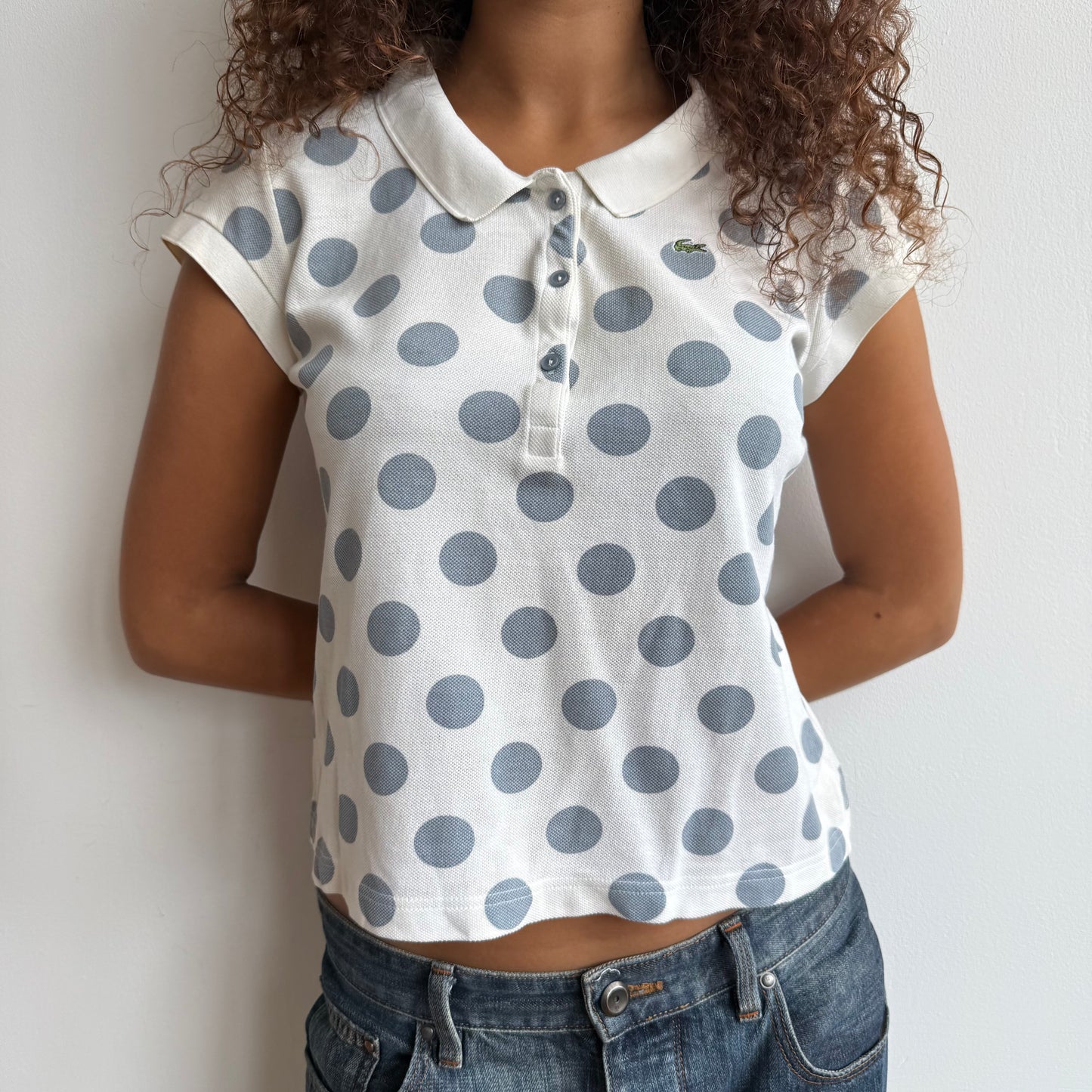 White polka dot Lacoste polo - Size M