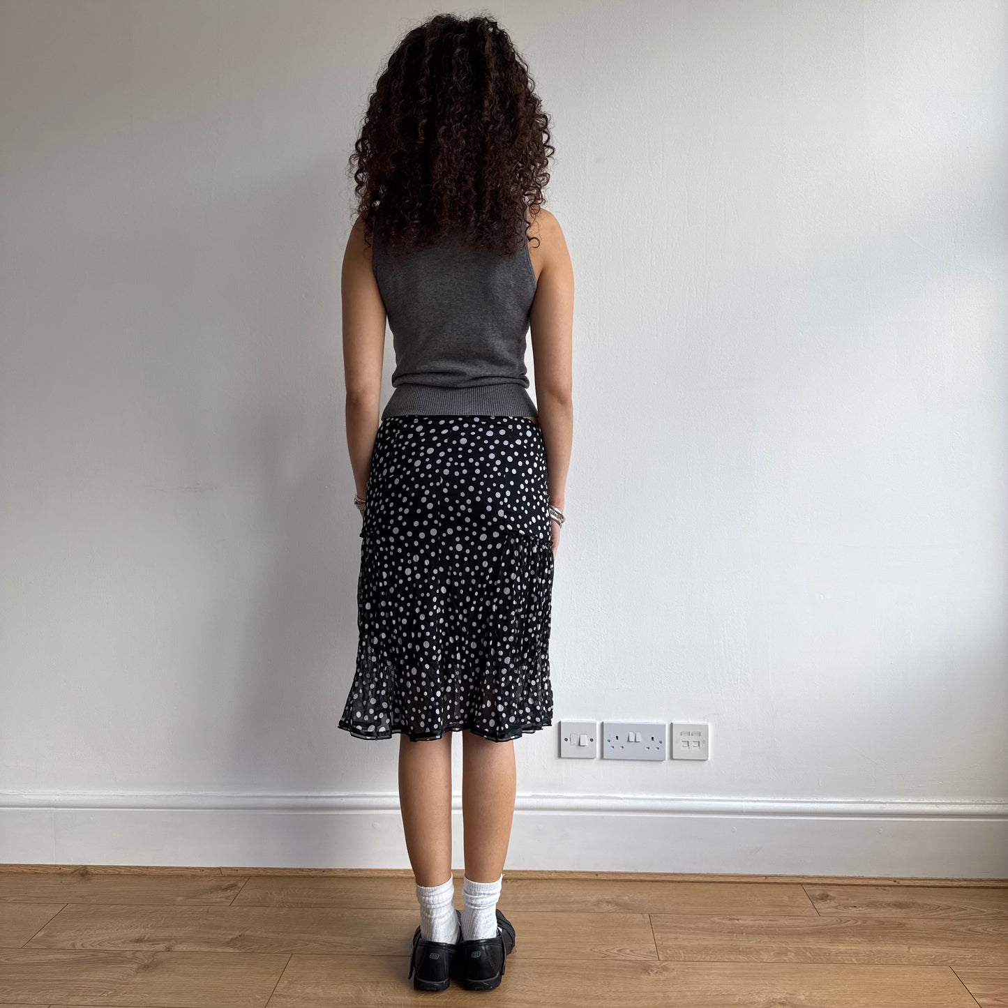 Black ruffle polka dot skirt - Size XS