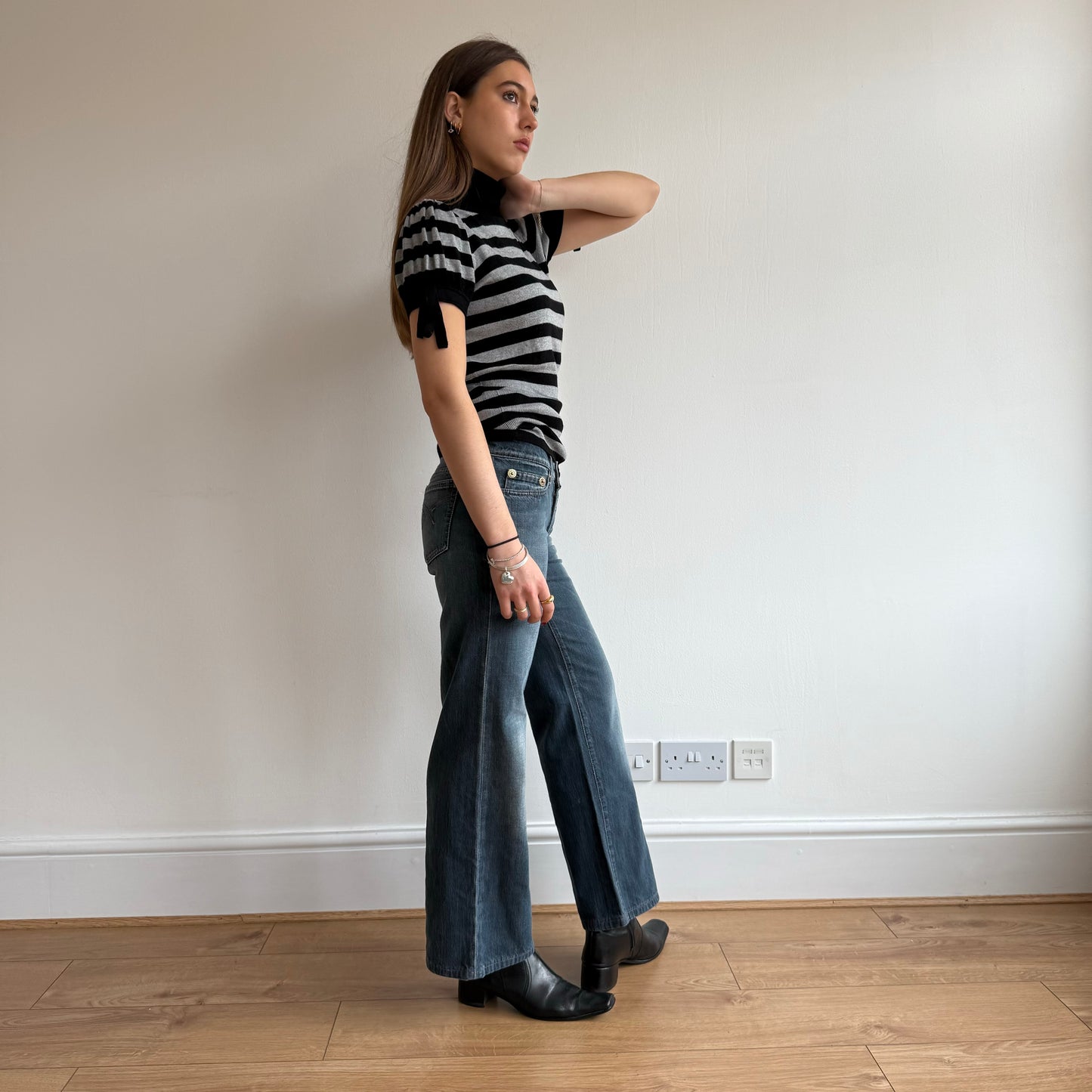 Grey stripe roll neck - Size M
