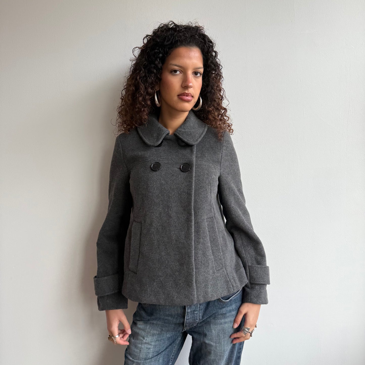 Grey wool peacoat - Size M