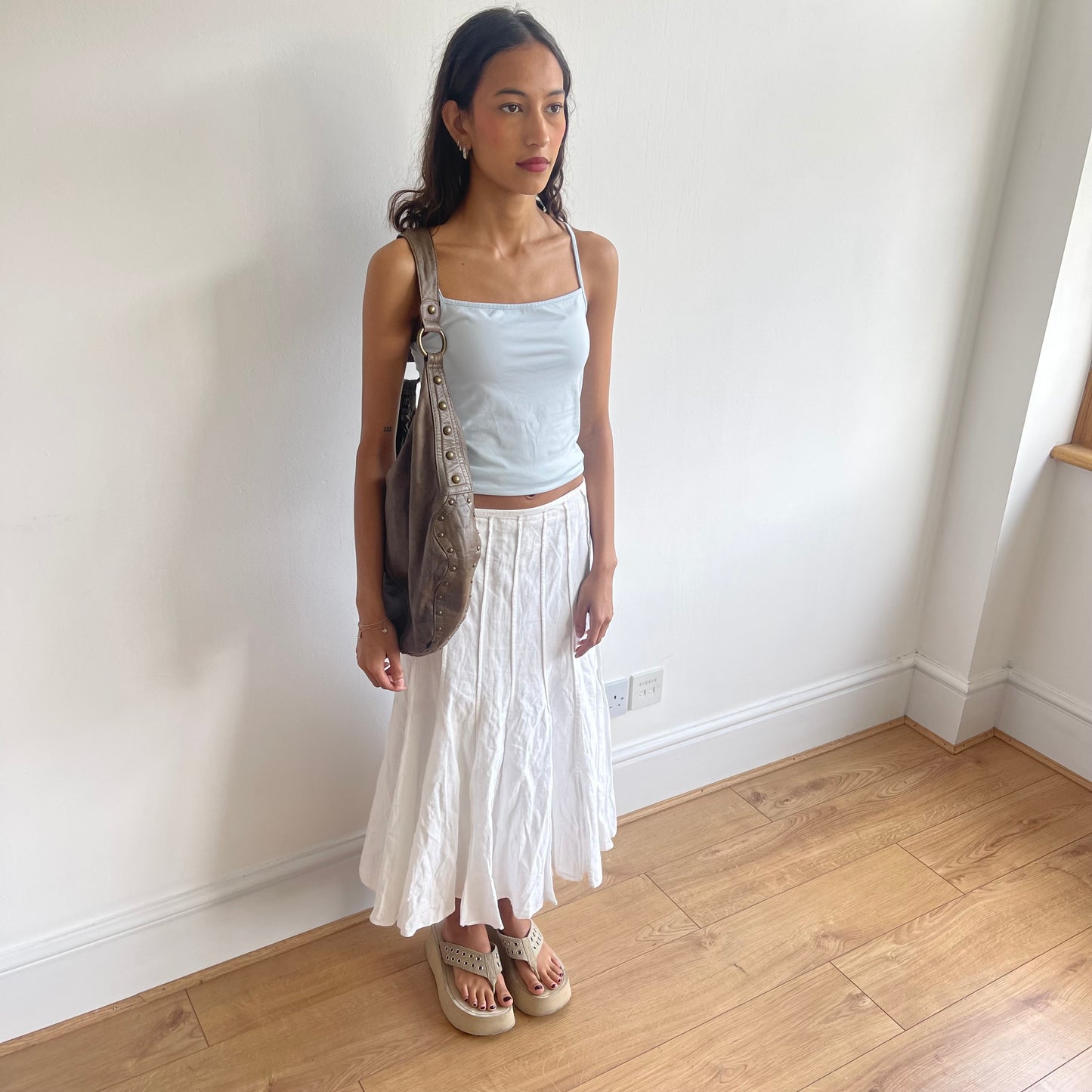 Thick white pleated skirt - Size M