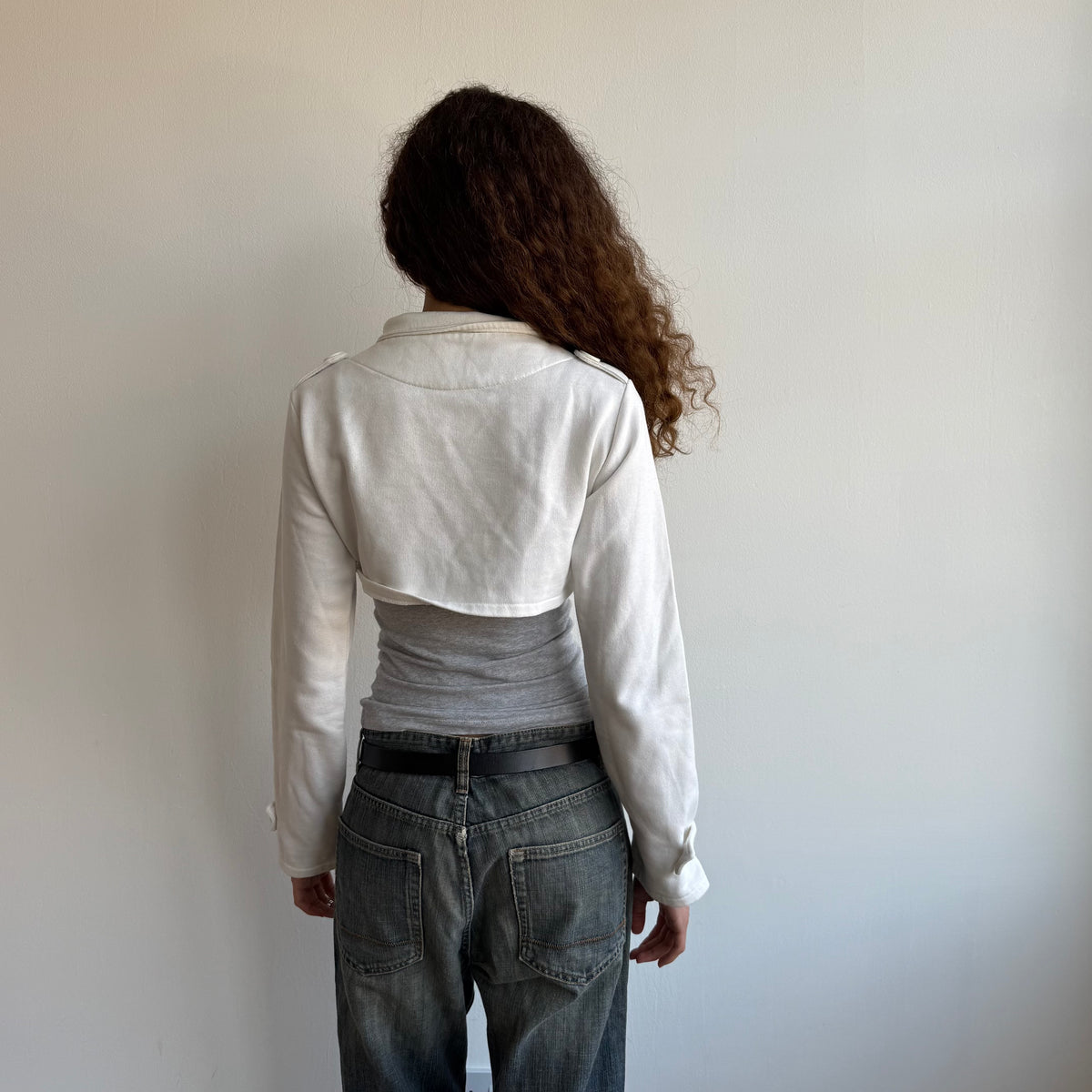 White cropped peacoat jumper - Size M