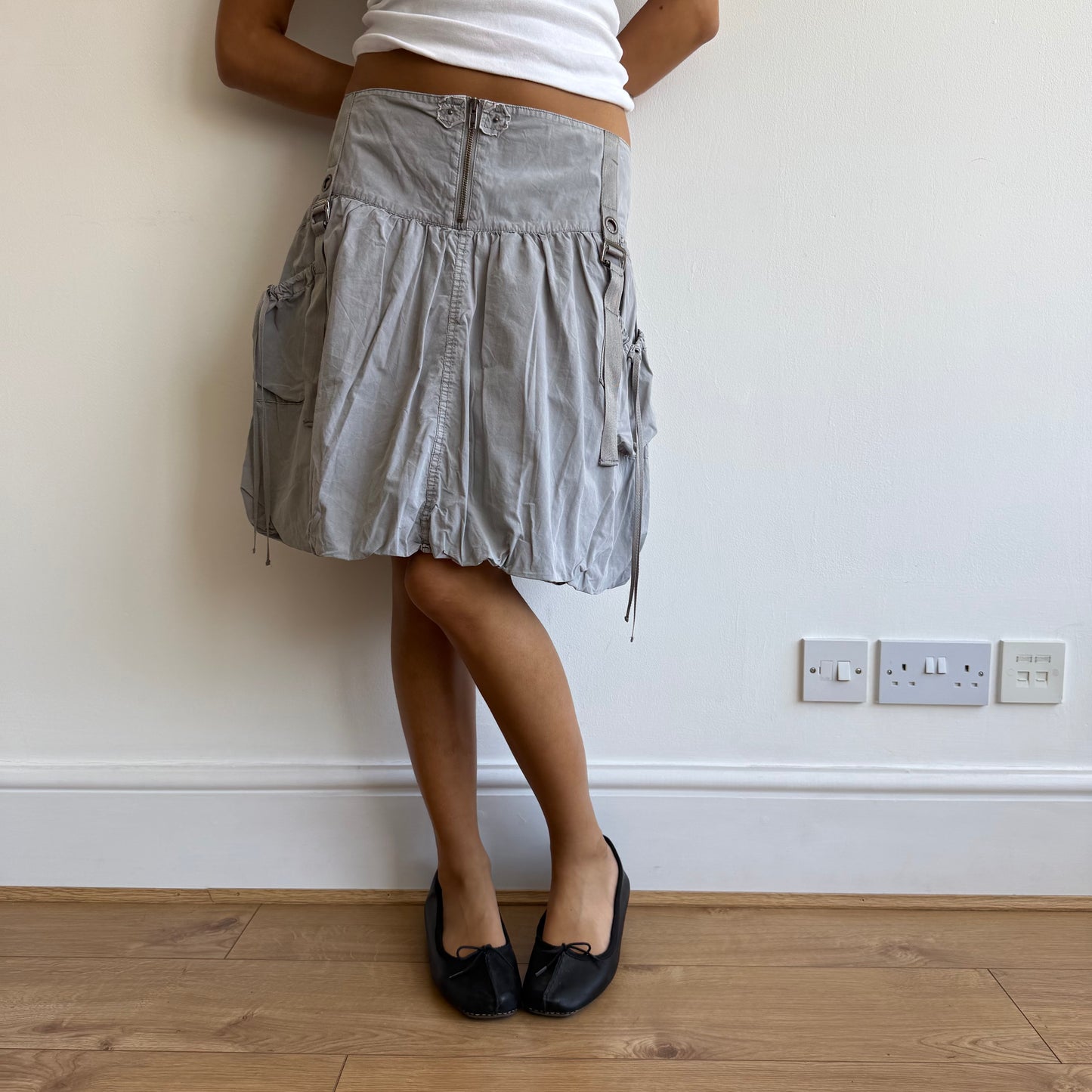 Grey cargo bubble skirt - Size M