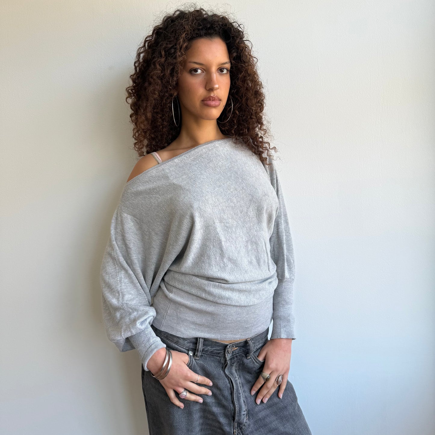 Light grey slouchy knit jumper - Size S/M