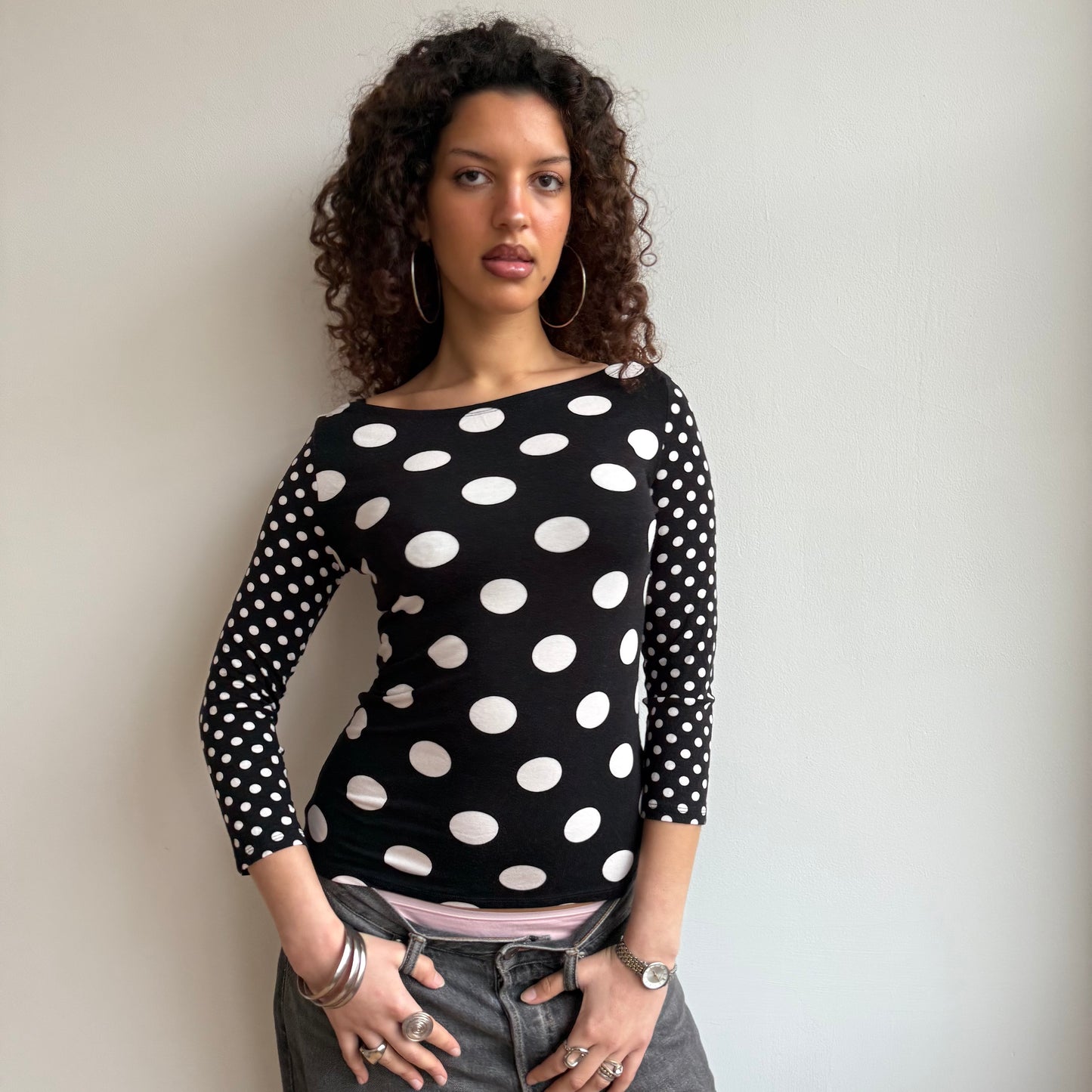 Polka dot 3/4 sleeve top - Size M