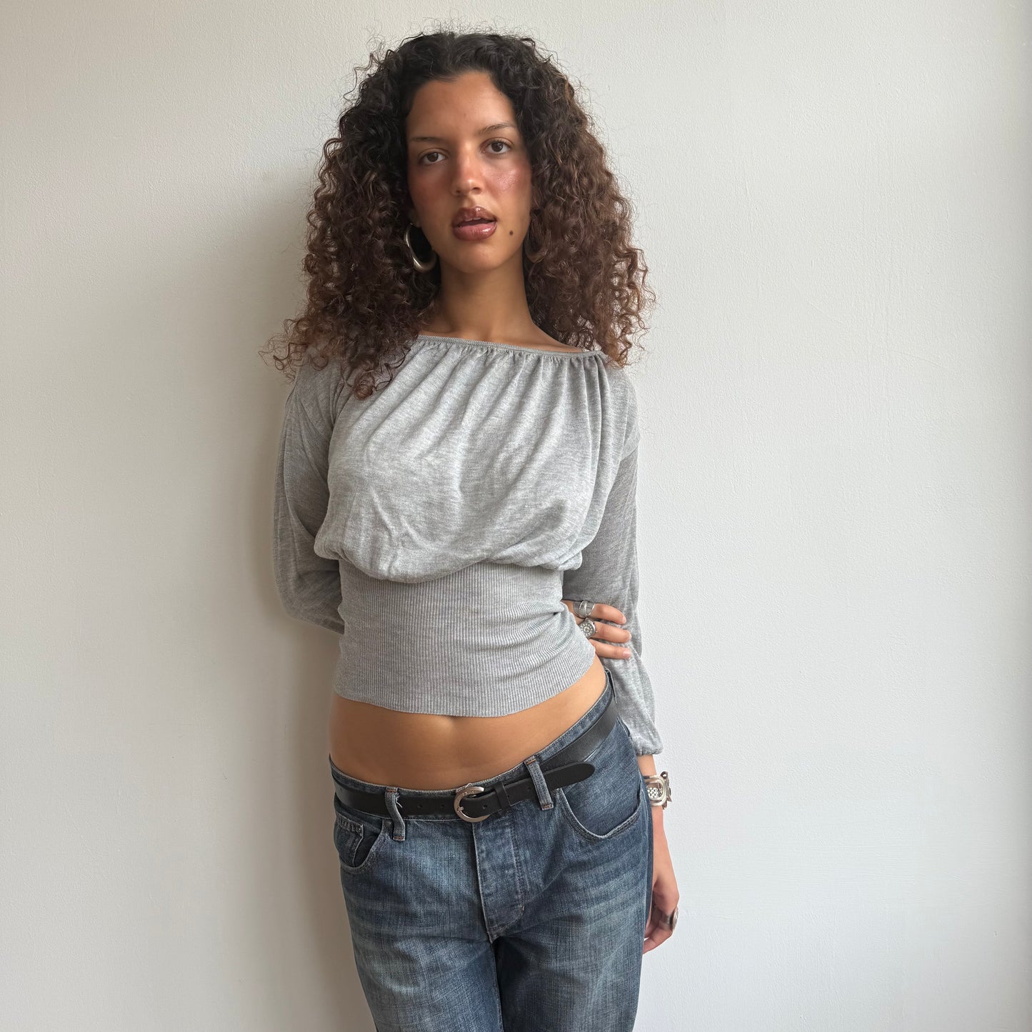 Grey slouchy keyhole knit - Size S