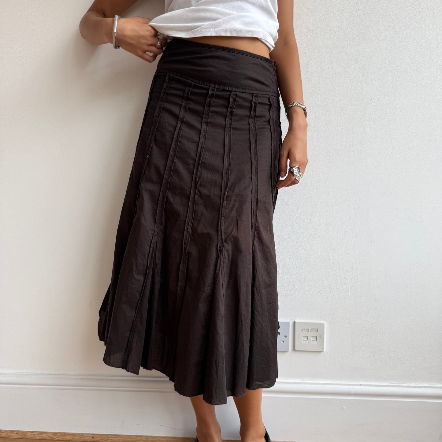 Brown boho midi skirt - Size XS