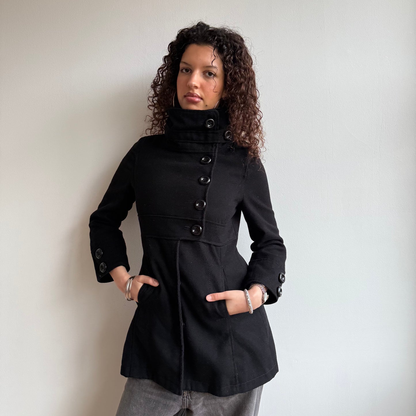 Black button trench - Size XS