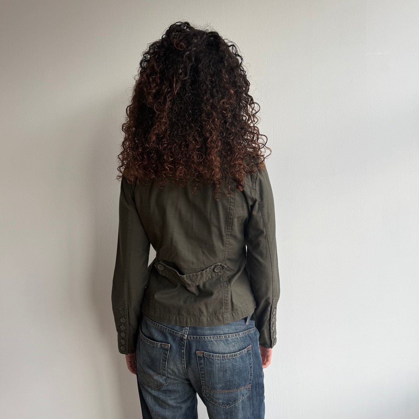 Khaki double breasted military peacoat - Size M/L