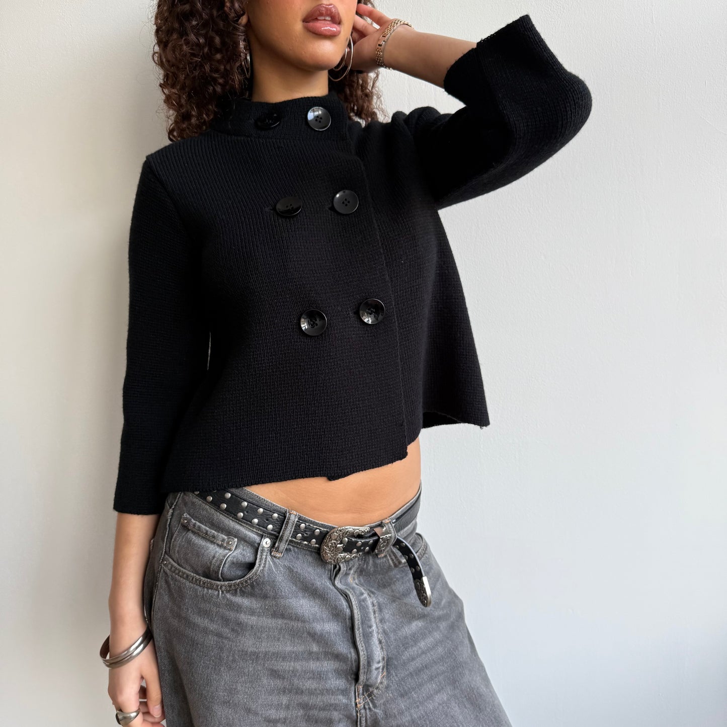Black knit pea jumper - Size S