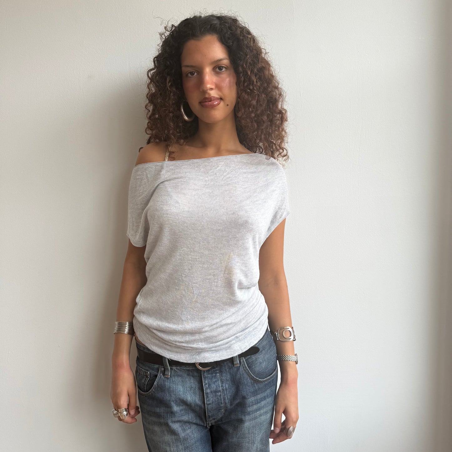 Grey slouchy open back knit - Size S