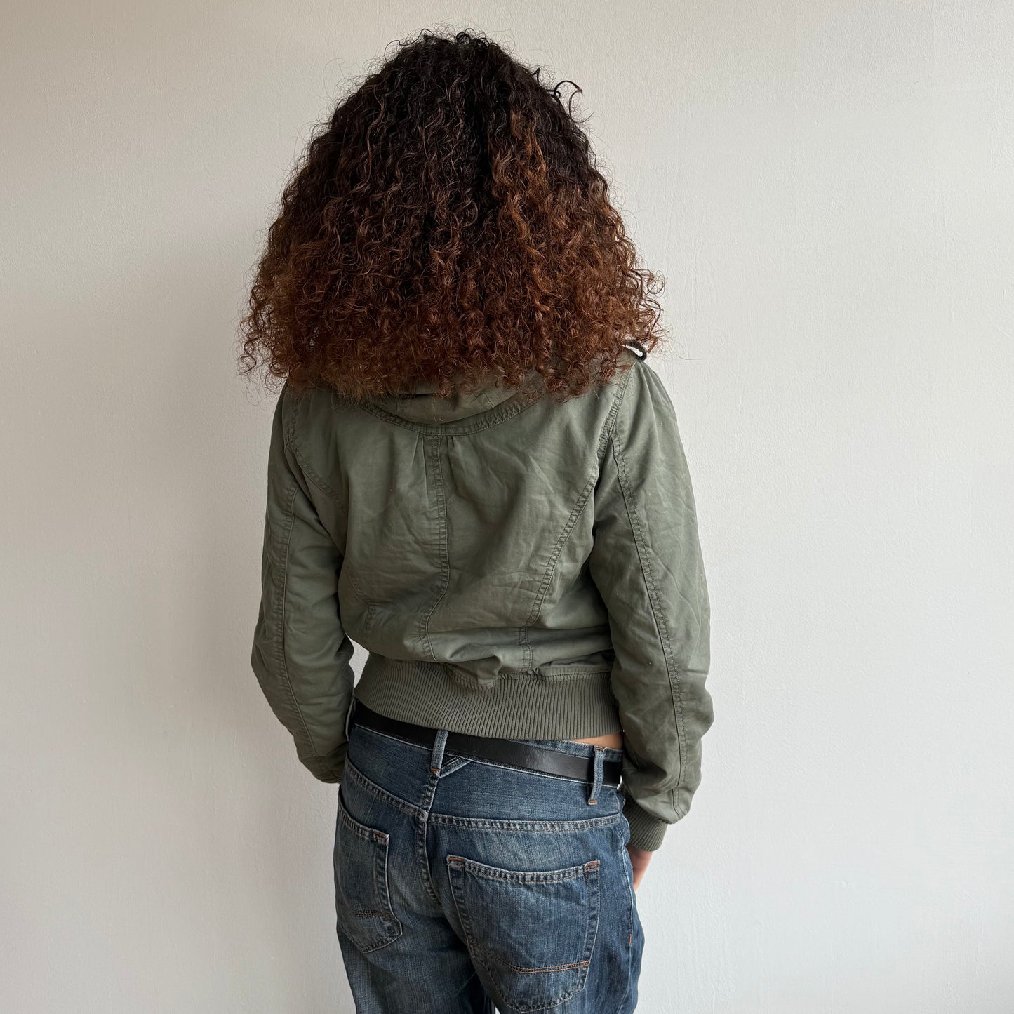 Khaki fur bomber jacket - Size M