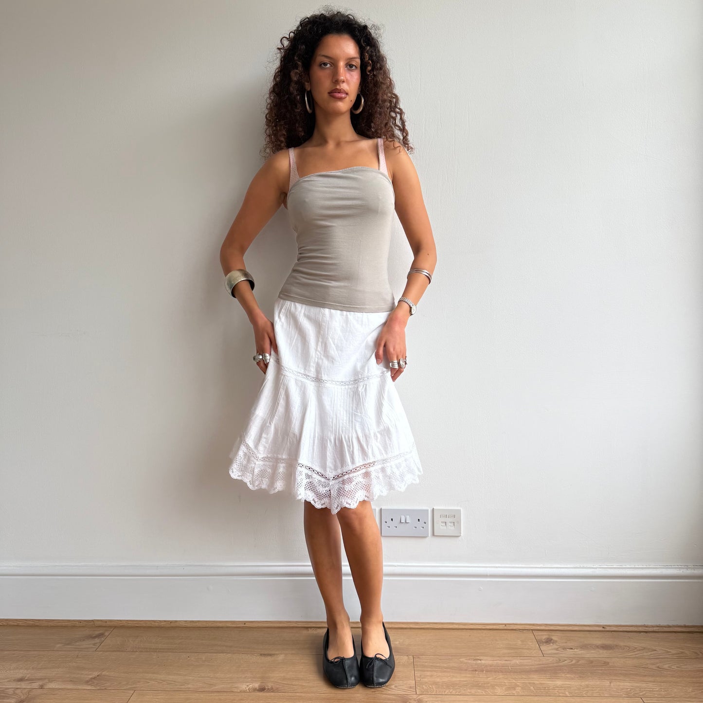 White lace midi skirt - Size S