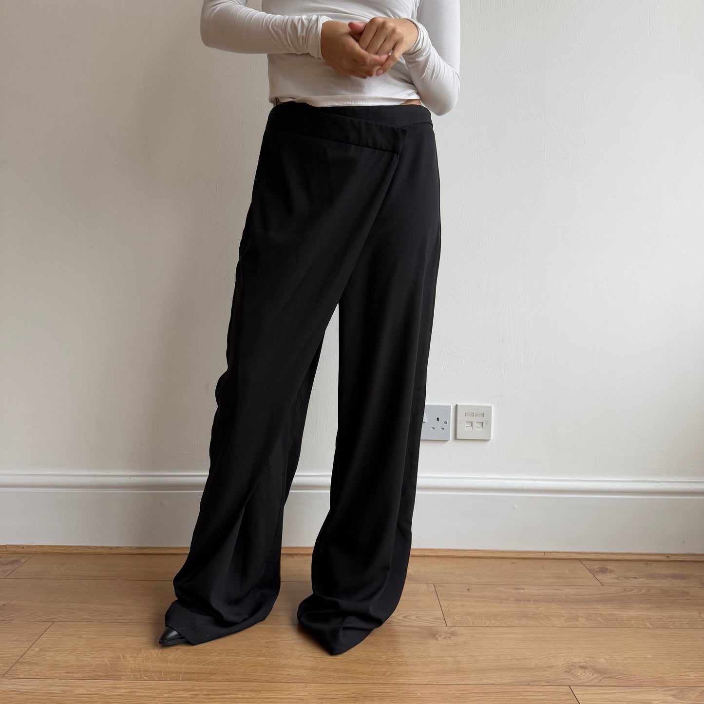 Black wrap front trousers - Size S