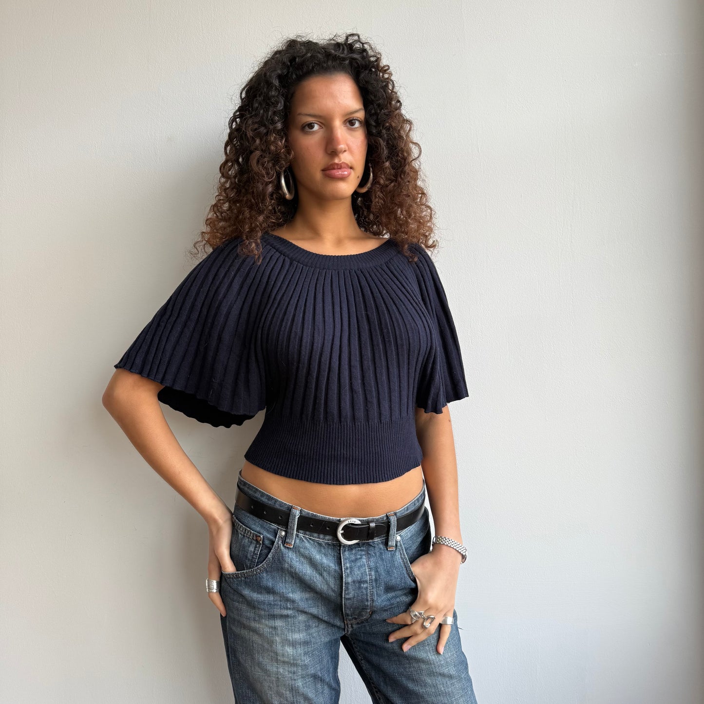Navy batwing knit - Size S